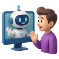 AI and Human Interaction with Screen in Simple Digital Compose png