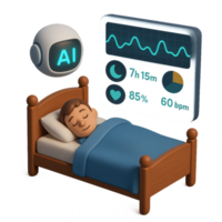 AI Data Visualization of Sleep Patterns and Statistics in Bed png