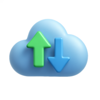 3D Cloud with Up and Down Arrows for Data Transfer Visualization png