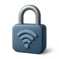 3D Blue Padlock with Wi-Fi Symbol for Secure Network Access png