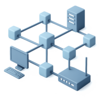 Simple 3D Network Diagram for Visualization of Connections and Data png