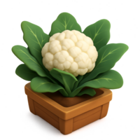 Cauliflower Planter with Lush Green Leaves in Simple Design png