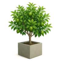 Simple Lime Tree Growing in a Pot with Fresh Green Leaves png
