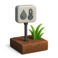 3D Illustration of Simple Sensor with Water and Temperature Icons png