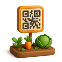 Traceable Vegetables Icon Design with QR Code and Fresh Produce png
