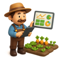 Digital Farming Insights with Farmer Using Tablet for Agriculture Data png