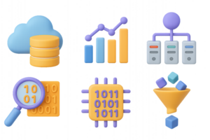 Colorful Icon Set for Big Data and Data Visualization Elements png