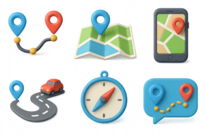 Simple 3D Icons for Maps and Navigation Design Elements png