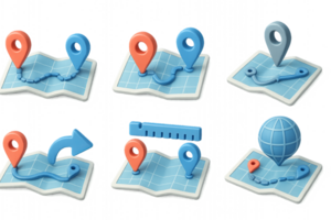 Simple 3D Map Icons for Navigation and Mapping Applications png
