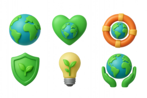 Simple Icons to Save the World with Earth and Green Elements png