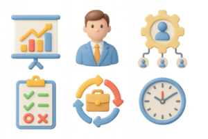 3D Business Icons Set Featuring Simple Compose Elements png