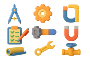 3D Engineering Icons for Simple Design Projects and Applications png