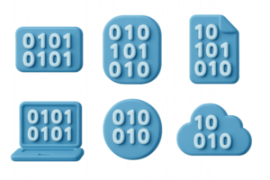 Simple Blue Icons Representing Binary Code for Visual Communication png