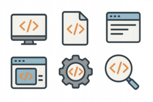 Simple Design Icon Set for Web Development and Coding Tasks png
