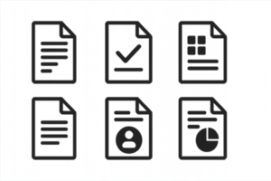 Simple Icon Set Design with Document Symbols and Checkmarks png