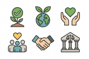 Simple Icon Set Representing ESG Concepts and Sustainable Practices png