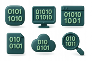 Simple Binary Code Icons for Digital Design and Programming Needs png