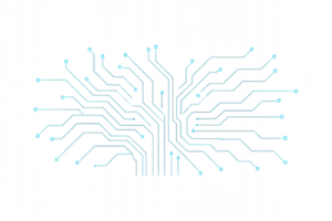 Vibrant Blue Circuit Design with Glowing Lines and Simple Structure png
