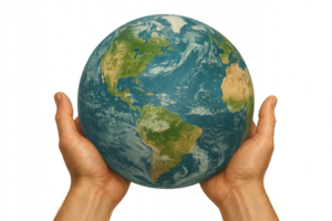 Hands Holding Earth, Symbolizing Connection and Unity with Nature png