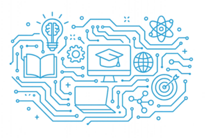 Concept of Smart Learning with Icons and Technology Elements png