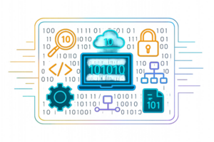 Colorful Tech Display with Data and Security Elements in HUD Design png