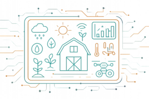 Smart Farming Digital Interface with Icons and Data Visualization png