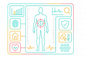 Futuristic Health Scan Display with Simple Composition Elements png