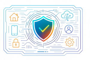 Futuristic Tech Interface Design with Security Features and Icons png