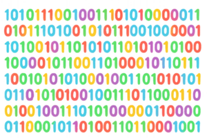 Vibrant Colorful Binary Code Background for Digital Designs png