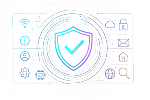Futuristic Tech Interface with Shield Symbol for Security Concepts png