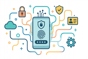 Secure Smart Login Interface with Digital Artwork and Abstract Design png