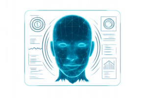 Futuristic Face Scan Concept with Digital Data Visualization png