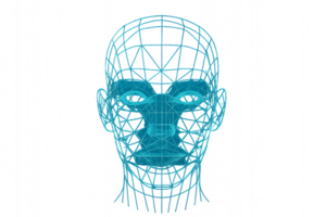 Futuristic Face Scan in Wireframe Design for Tech Illustrations png