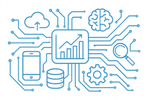 Tech Blueprint for Innovation with Circuit Patterns and Icons png