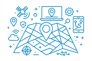 Futuristic Tech Blueprint of Navigation and Location Mapping Concepts png
