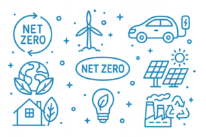 Net Zero Icons for Sustainable Energy and Climate Action Design png