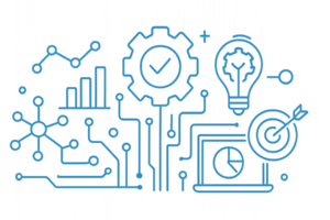 Modern Digital Technology Concepts with Simple Lines and Shapes png