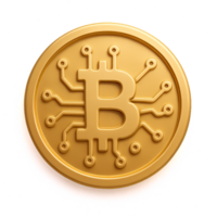 3D Digital Coin Design with Circuit Patterns for Modern Finances png