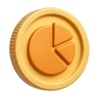 3D Business Analytics Coin with Pie Chart Design for Digital Use png