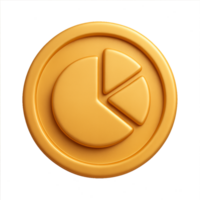 3D Business Coin with Analytics and Pie Chart Design Elements png