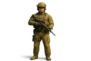 Modern Soldier in Stance with Weapon Ready for Action png