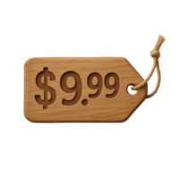 Wooden Price Tag with Numeric Display on Simple Background png