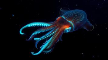 Giant Squid Encounter Deep Sea Phantom in Midwater photo