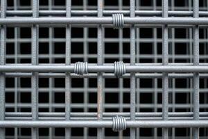 Close up of metal grid wire mesh, creating strong and secure barrier photo