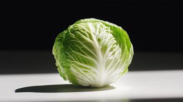 A close up of a lettuce on a table photo