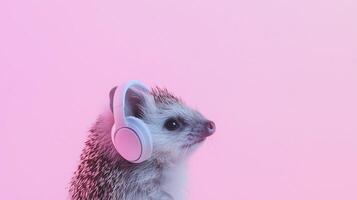 Hedgehog Listening Music Line Art photo