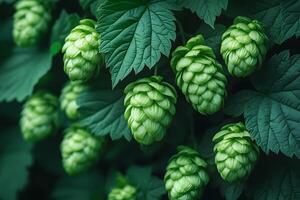 Green Hops on Vines - Ideal for Brewing and Agriculture Concepts in Natural Design photo