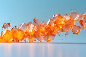 Abstract Explosion of Orange Crystal Shards Against Blue Background for Dynamic Design photo