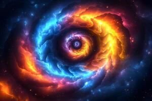 Cosmic Vortex of Colorful Swirling Nebula for Space-Themed Art and Design photo