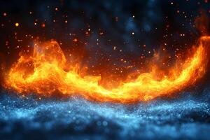 Fiery Abstract Art of Glowing Flames and Sparkling Embers Energy Concept for Dynamic Design photo